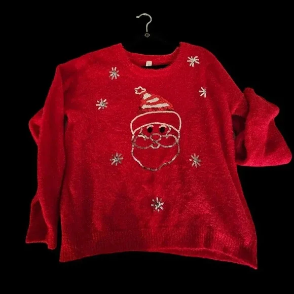 Red Ugly Christmas Sweater Santa Sequins XXL - Picture 8 of 8